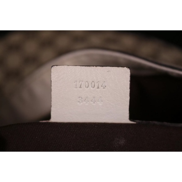 •Authentic•GUCCI Beige & Ebony Logo Canvas Ecru Leather WAVE Horsebit Hobo Bag - Picture 9 of 11